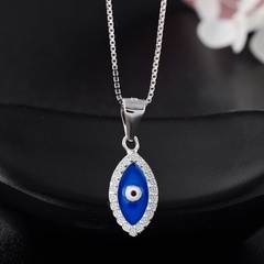 S925 Silver Necklace Pendant Devil's Eye Diamond Epoxy Eye Clavicle Chain Pendant Wholesale