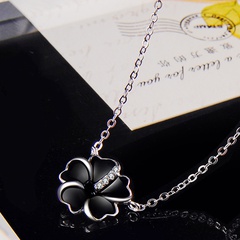 Korean version of s925 silver oil drop five petal necklace fashion jewelry