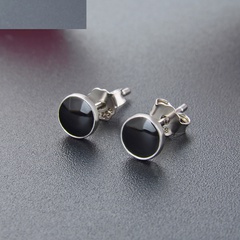 Korean fashion earrings drip oil round S925 silver polished popular earrings