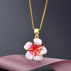 Korean Style Creative Hipster Golden Pendant Oil-Spot Glaze Flowers S925 Silver Necklace Female Clavicle Chain Fashion Accessories