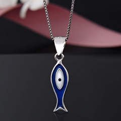 s925 silver necklace female Korean epoxy fish eye pendant fashion jewelry wholesale