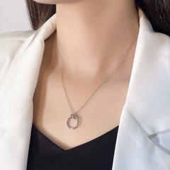 Korean version of S925 necklace circle knotted geometric clavicle chain silver jewelry