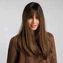 Brown Long Straight Hair with Bangs Womens Daily Wigpicture6
