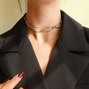 retro stitching chain necklace titanium steel 18k gold bracelet earringspicture10