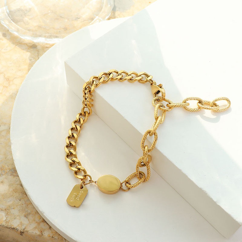 retro design golden titanium steel plated 18K gold bracelet jewelry