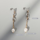 Marka French Style Ins Ornament Imitation Baroque Chain Fresh Water Pearl Earrings Titanium Steel 18K Earrings F352picture8