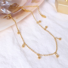 Bracelet de cheville coréen simple en perles rondes en acier au titane Bracelet de cheville en or 18 carats en gros
