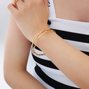 fashion threelayer wire diameter multilateral design opening adjustable bracelet titanium steel plated 18K goldpicture9