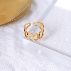 European and American exaggerated simple hollow geometric opening titanium steel ring
