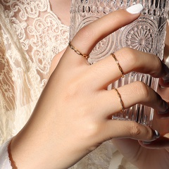 simple retro hollow ring index finger all-match titanium steel 18K gold ring