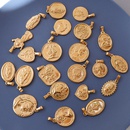 Queen Portrait Peach Heart Jesus Titanium Steel Plated 18K Gold Accessories Retro Jewelrypicture10