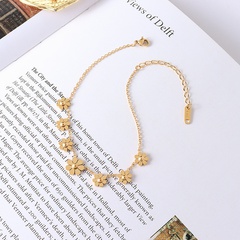 French Style Cross-Border Hot Selling Internet Celebrity Same Style Simple and Fresh Flower Anklet Titanium Steel Plated 18K Foot Ornaments Anklet S037