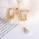simple personality titanium steel plated 18k gold imitation pearl earrings female wholesalepicture6