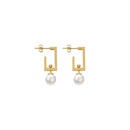 simple personality titanium steel plated 18k gold imitation pearl earrings female wholesalepicture10