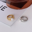French retro titanium steel plated 18k gold imitation pearl tail ring simplepicture7