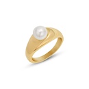 French retro titanium steel plated 18k gold imitation pearl tail ring simplepicture10