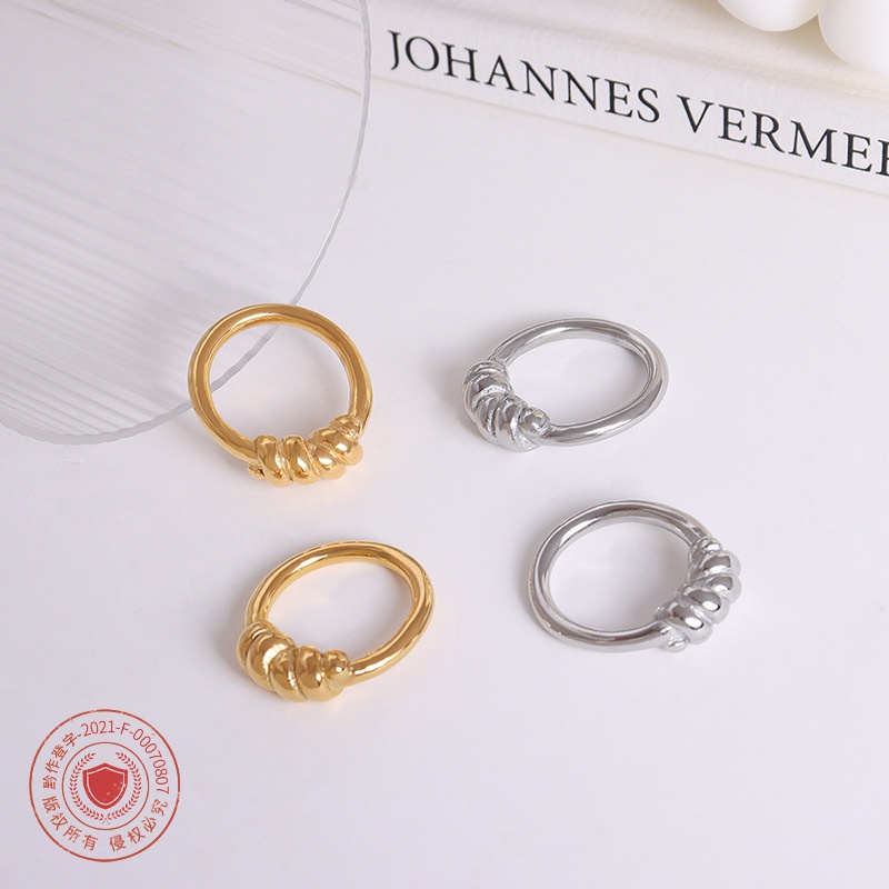 European and American jewelry choker geometric highlevel torsion titanium steel index finger ring
