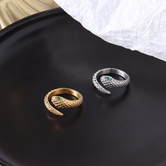 French sense minimalist snake-shaped surround gold diamond opening non-adjustable ring