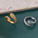 French sense minimalist snakeshaped surround gold diamond opening nonadjustable ringpicture10