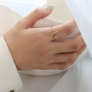 simple opening Tshaped titanium steel plated 18K gold index finger couple ringpicture7