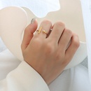 simple opening Tshaped titanium steel plated 18K gold index finger couple ringpicture9