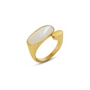 European and American titanium steel plated 18k gold jewelry white sea shell oval ringpicture10