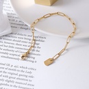 simple fashion personality titanium steel plated 18k gold long letter wide chain braceletpicture7