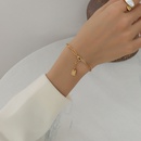 simple fashion personality titanium steel plated 18k gold long letter wide chain braceletpicture10
