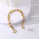 fashion titanium steel plated 18k gold freshwater pearl bracelet wholesalepicture8