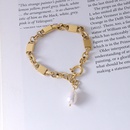 fashion titanium steel plated 18k gold freshwater pearl bracelet wholesalepicture9