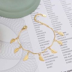 simple titanium steel plated 18k gold small leaf bracelet wholesale