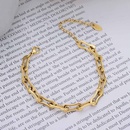 European and American stacking titanium steel plated 18k gold thick chain bracelet necklacepicture8