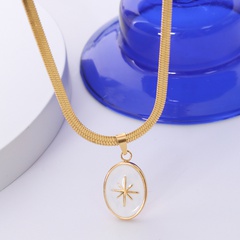 simple titanium steel 18k gold eight-pointed star pendant blade chain necklace jewelry