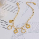 simple and fashionable temperament titanium steel plated 18k gold flower rhombus letter braceletpicture5