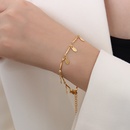 simple personality titanium steel plated 18k gold leaf tassel bracelet wholesalepicture9