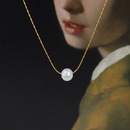 retro fashion titanium steel small skirt freshwater pearl pendant necklacepicture6