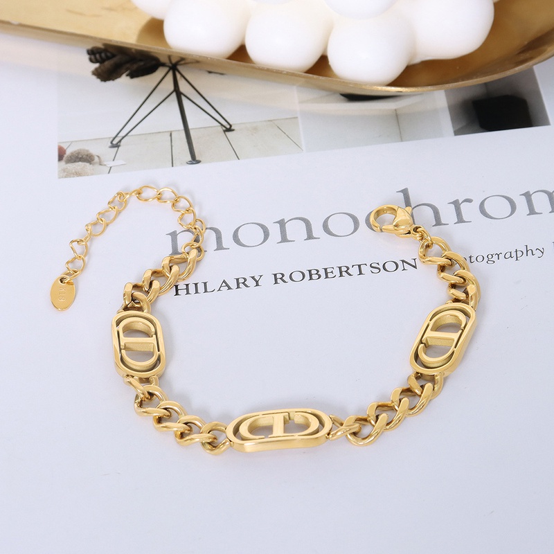fashion atmosphere personality titanium steel plated 18k gold thick chain bracelet