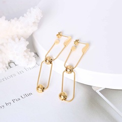 Pin ball titanium steel 18K gold plated earrings wholesale