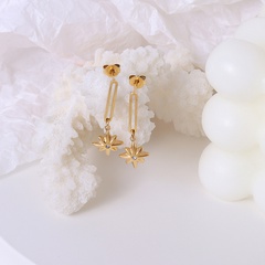 Simple Small Fresh Eight-pointed Star Pendant Bracelet Titanium Steel Plated 18K Gold Earrings