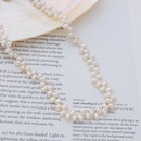 retro titanium steel plated 18k gold irregular freshwater pearl necklace clavicle chainpicture10