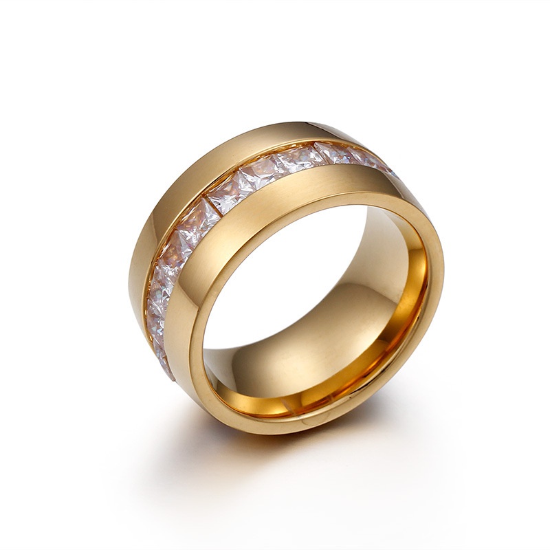 European and American fashion titanium steel star gold full diamond ring