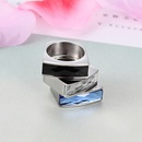 Nuevo anillo de cristal rectangular de acero de titanio popular europeo y americanopicture9