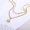 Fashion Stainless Steel Square Chain Double Layer Necklace Love Pendant Necklacepicture9