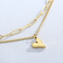 Fashion Stainless Steel Square Chain Double Layer Necklace Love Pendant Necklacepicture11