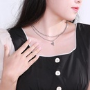 Fashion Stainless Steel Square Chain Double Layer Necklace Love Pendant Necklacepicture12