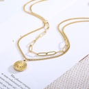 trend sun embossed round necklace fashion sweater chain stainless steel clavicle chainpicture9