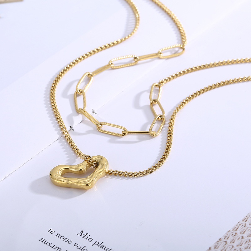 European and American heart multilayer chain necklace retro pendant sweater chain