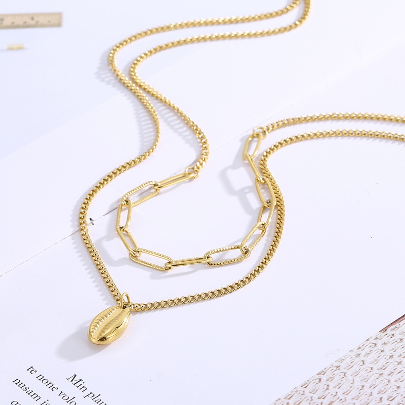 simple fashion multilayered necklace retro style stainless steel sweater chain
