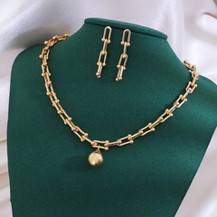 Pendientes de collar de cadena de herradura europea y americana de moda joyas de dos piezas