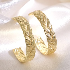 retro temperament hollow earrings geometric braided golden personality earrings